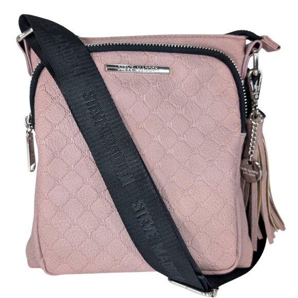 SOLD Steve Madden Glam Signature Mauve Pink Faux Leather Crossbody w/Bag Charm - Picture 2 of 10